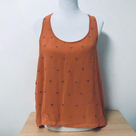 Forever21 Bejeweled Tank Top Orange L - Picture 1 of 6